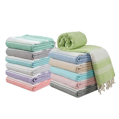 LANE LINEN Beach Towels 6 Pack, Bulk Beach Towels Oversized, Pool Towels for Adults, Pre-Washed, Sand Free Beach Towel, Fast Drying Beach Towel, 39"x71" - Diamond Multi Stripe