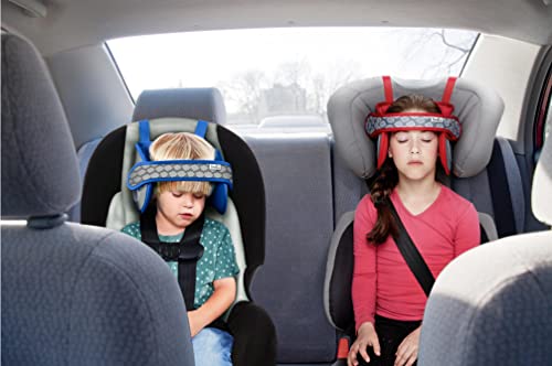 NAPUP Bundle - 2 Child Head Support Solutions for Car Seats- Safe, Comfortable Head & Neck Pillow Support Solutions for Front Facing Car Seats and High Back Boosters (Light Red, Dark Blue)