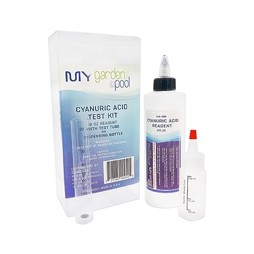 My Garden Pool Cyanuric Acid Test Kit - Accurate Testing 8 oz Reagent with Test Tube and Mixing Bottle Professional Grade Pool Maintenance Tool - Maximize Pool Water Efficiency the Best Way
