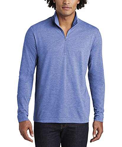 JustBlanks Mens Tri-Blend Quarter-Zip Cadet Collar Long-Sleeve Reverse Coil Zipper Casual Pullover Sweater for Men