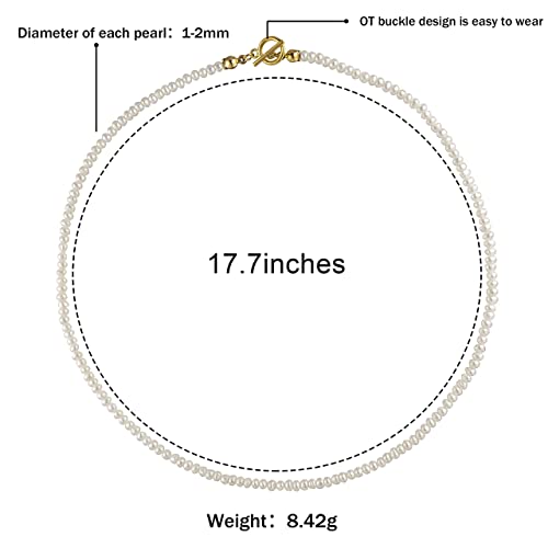 Cowlyn Pearl Necklace Cultured Baroque Strands Short Dainty Choker Tiny Chain Delicate Handmade Vintage Christmas Valentine Gift Jewelry Women Girls(With Gift Box) #TOP4