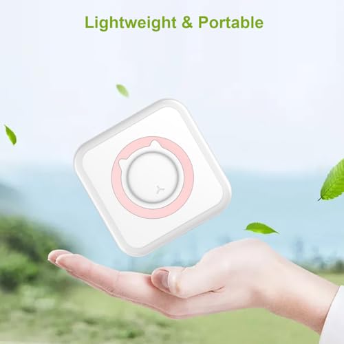 Image of Mini Sticker Printer, Wireless Portable with 10 Rolls Thermal Paper, Bluetooth Inkless Sticker Printer Compatible with 13 Rope Paper for Journal, Memo, Photo, DIY, Work, Gifts (Pink)
