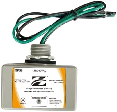 Z SP50 HVAC Surge Protector, 120/240VAC Universal Surge Protective Device, Type 1 & Type 2 SPD for Air Conditioner, Compressor & Electrical Panel, with LED Status Indicator