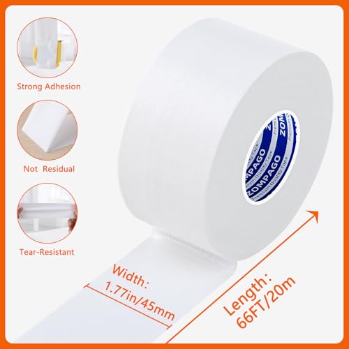 Image of ZOMPAGO White Window Weather Sealing Tape 1.8in x 66FT, Cloth Draft Stopper for Sliding Door & Gap Filler, Strong Adhesive Window Seal Tape Air Conditioner Door Weather Stripping Insulation