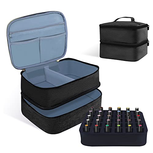 Nail Polish Organizer Storage Case,Nail Organizers And Storage For Nail Tech,Double Nail Polish Storage Bags And Nail Dryer Case Holds 30 Bottles, Nail Polish Holder Carrying Case With Dividers (Black) #TOP3