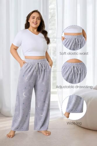 Image of FLYCURVY Plus Size Women Pajama Pants with Pocket L-5XL