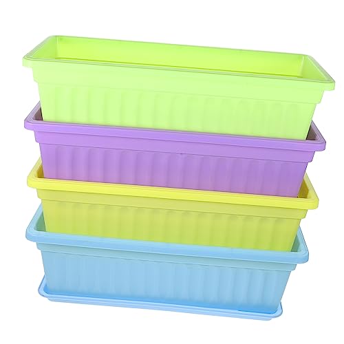 Kisangel 4sets Fioriere Da Esterno Colorate Con Vassoio Vasi Rettangolari Per Piante Fioriera Per Davanzale Adatte Per Piante Da Ed Esterno Ortaggi e