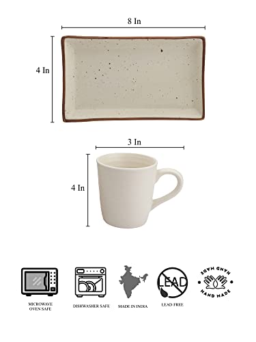 Image of Miah Decor Ceramic Coffee Mug Set with Serving Platter, Handmade Stoneware