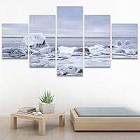 SIGNWIN 5 Panel Canvas Wall Art Modern Art Beach Coastal Multicolor Photography Relax/Calm Romantics for Home Decorations Ready to Hang - 60