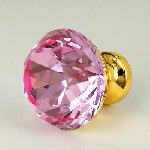 10 Pcs 25mm 30mm 40mm Gold Round Diamond Clear Crystal Glass Door Pull Drawer Knob Handle Cabinet Furniture - (Color: 40mm Purple)