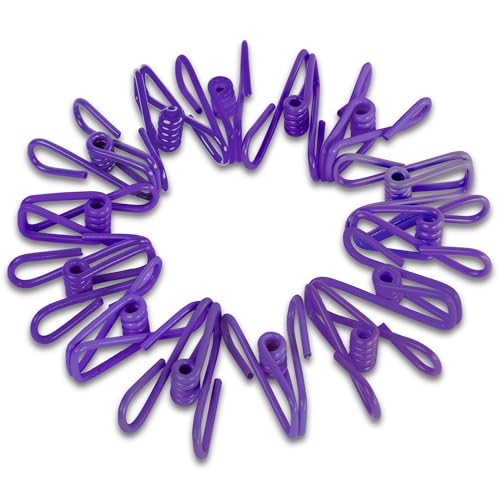 30 Pack Purple Chip Bag Clips for Food - PVC 2 Inch Coated Sealer for Sealing Food - Paper Holder, Clothesline Clip for Laundry Hanging, Kitchen Bags, Multipurpose Clothes Pins