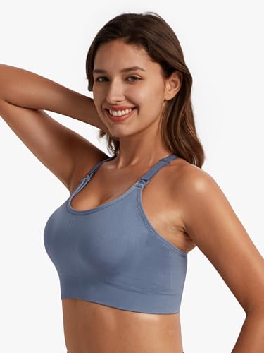 Image of Angelhood Nursing Bras for Breastfeeding, Seamless Nursing Sports Bra Medium Impact Support Maternity Bras for Pregnancy