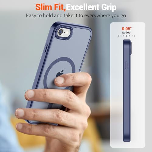 Image of SUPFINE Magnetic for iPhone SE Case 2022 (3rd) /2020 (2nd), iPhone 8 Case (Compatible with MagSafe) (Military Grade Drop Protection) Slim Translucent Matte Phone Case,Lavender Gray