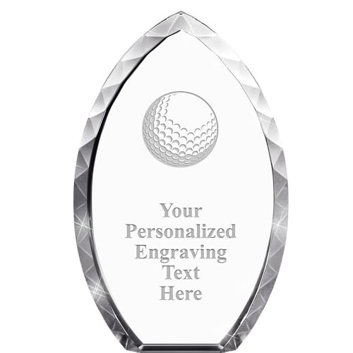 Crown Awards Personalized 9" Engraved Golf Ball Tear Drop Crystal Award