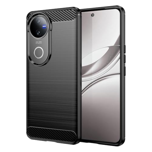 FZZSZS Carbon Fibers Case for Vivo V50 V2427,Black Carbon Fiber Souple Shell Soft Silicone TPU Phone Case Protection Cover for Vivo V50 V2427 (6.77