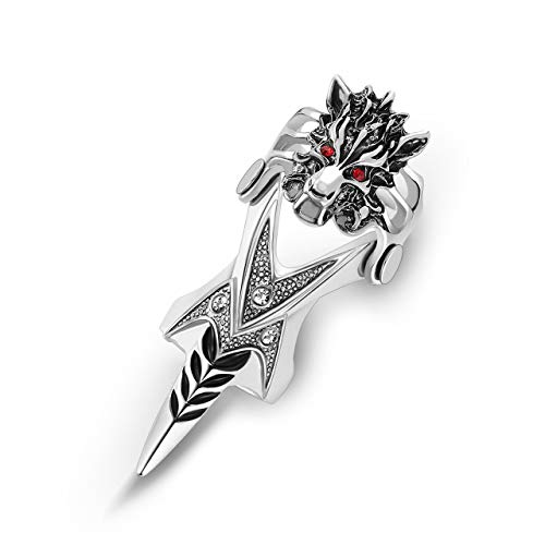 Jovivi 1pc Men's Silvery Armour Knuckle Full Finger Double Ring Punk Rock Gothic Cool