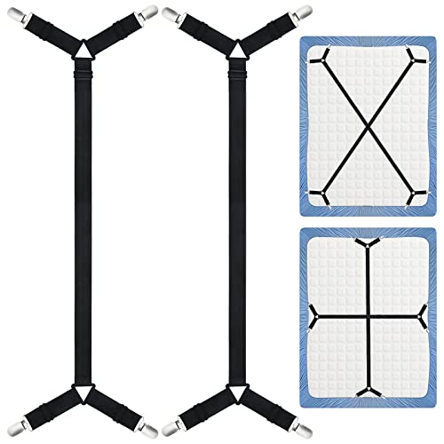 Morcheiong Bed Sheet Fasteners Straps Adjustable Bed Sheet Holder Bands With Sheet Clips For Bedding Stays Bedsheet Tie Downs, Set Of 2 #TOP18