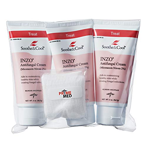 PrimeMed Antifungal Kit - Deluxe Gauze and Antifungal Soothe and Cool INZO 2 Oz. 2% Miconazole Nitrate Cream (3 Tubes)
