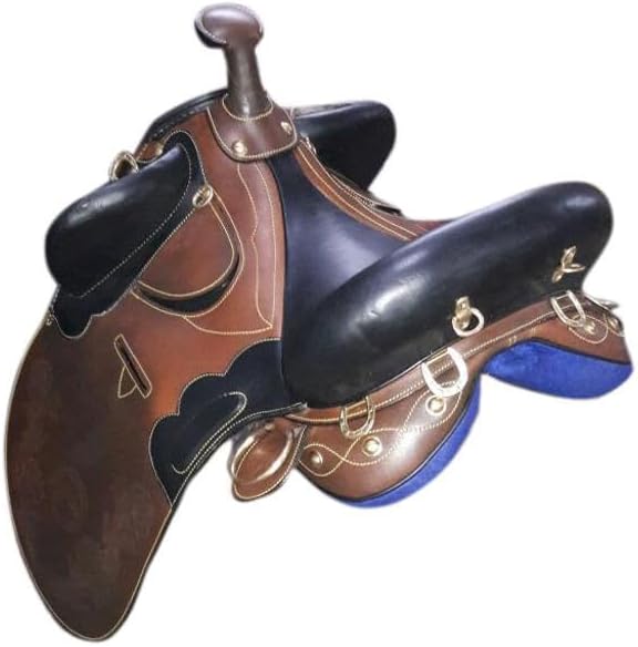 AD Saddlery Australian Stock Horse Saddle English Leather Collection Youth Stockman Bush Rider, Horn Over Girth Under Girth Equestrian Outrider Poly Outback Poley Accessories,M13