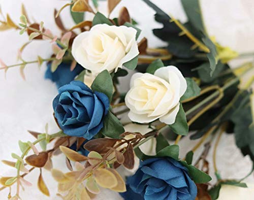 Moomass Artificial Flowers,2 Packs Of Artificial Roses.24 Little Rose Silk Flowers. Plastic Flowers,Plants For Home Hotel Wedding Christmas Tables Decorations.cemetery Flowers Dark Blue #TOP3