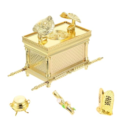 Whdifsag Ark of The Covenant Model Replica - Biblical Tabernacle with Aarons Rod Manna & Stone Tablets for Collectors Religious Decor Bible StudyMiddle Size