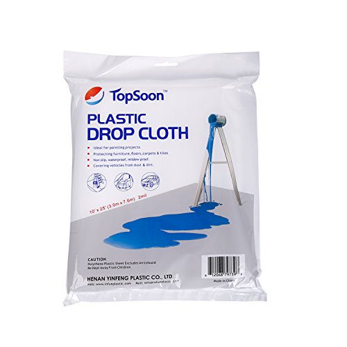 TopSoon Protezione antipolvere decorativa in plastica spessa resistente, extra large, 3,7 x 7,6 m, trasparente, impermeabile, protezione antipolvere per vernice e fogli di plastica impermeabili per