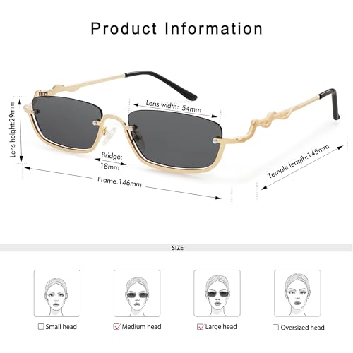 Y2K Snake Sunglasses for Women Men Narrow Rectangular Y2k Chic Sunnies AP3649