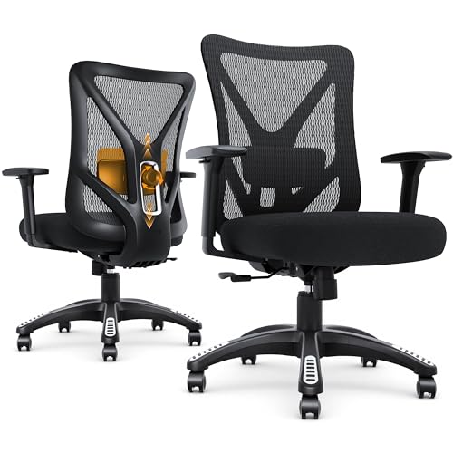 Image of Ergonomic Office Chair, Mesh Computer Desk Chairs with Adjustable Lumbar Support, 3D Armrests, Tilt Function, Comfy Wide Seat, Executive Work Task Chair for Company and Home (Sponge Cushion)