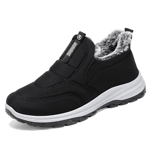 QLPOU Women Winter Snow Boots Black 5 Slip-On Waterproof