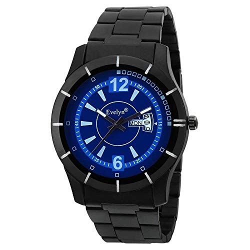 Evelyn Blue dial Black Chain Watch for Men (B07G9C88FT) Amazon Price History, Amazon Price Tracker