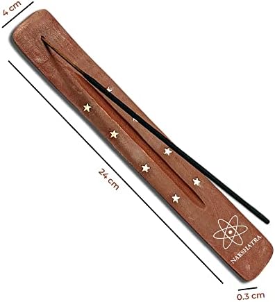 Nakshatra Incense Sticks Holder - Incense Ash Catcher - Incense Burner - Wooden Handmade Stand for Aromatherapy, Meditation, Yoga, Home Décor (1 Incense Holder)