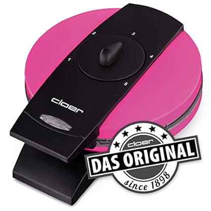 Cloer 1627-11 Waffeleisen für klassische Herzwaffeln, 930 W, Waffelgröße 15,5 cm, stufenlos wählbarer Bräunungsgrad, Pink – Bild 3
