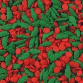 Holly and Berries Sprinkle Mix, 4 oz jar