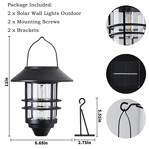 image for DERAYSION 2 Pack Solar Lantern Outdoor, Waterproof Solar Lanterns Stai
