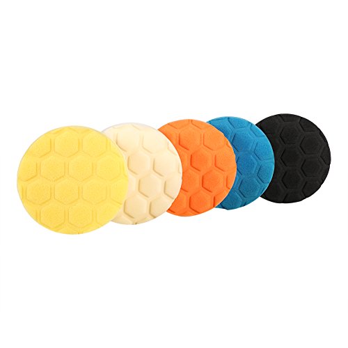 Gorgeri 5pcs 3/4/5/6/7 Inch Car Polishing Pad Kit, Buffing Sponge Polishing Pad Hand Tool Kit Compound Buffing Sponge Pads For Car Polisher Wax(4inch)
