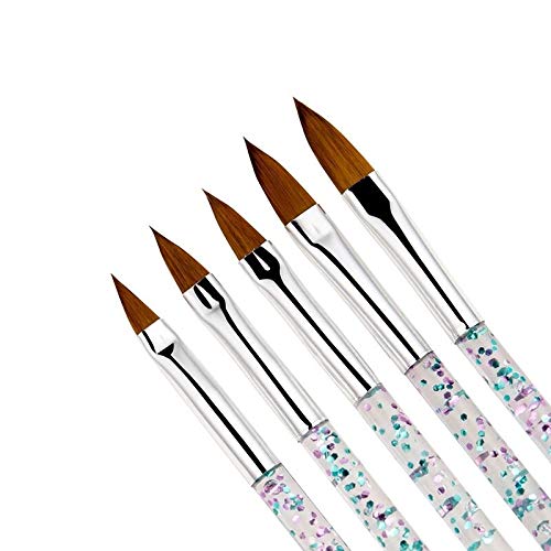 Nail Brushes 5Pcs/Set 11/13/15/17/19mm Crystal Nail Art Brush Builder Painting Pen Dotting Tools Carving Tips Drawing Brush Manicure