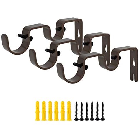 OVOV Double Curtain Rod Brackets for 1"&5/8" 3 Pack Cover