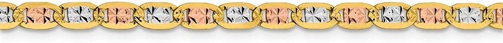 Diamond2Deal 14k 3.8mm Tri-color Gold Valentino Chain Bracelet