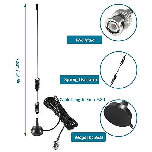 Aediko 2Pcs Police Scanner Antenna 20-1300Mhz Radio Scanner Antenna Hf Vhf Uhf Two Way Ham Radio Bnc Male Antenna For Police Radio Scanner #TOP1