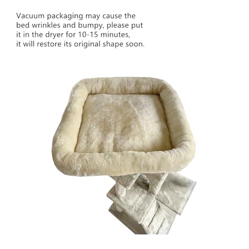SHENGOCASE Cat Tree Tower Accessories Replacement Parts Top Cushion Bed Cover for Cat Perch with Elastic Band (11.8" x 15.7", Beige) - Thumbnail 3