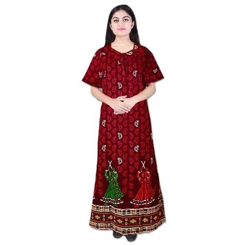 Women's Cotton Floral Print Maxi Nighty 55 Inch-picture-33