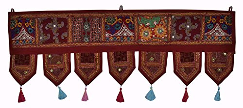Toran indien brodé main : tenture patchwork en coton artisanal de qualité - 2