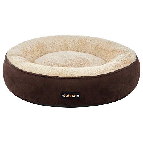 Feandrea - Feandrea Panier pour Chien Rond, Lit Chat Donuts, ø 60 cm, Marron PGW060K01