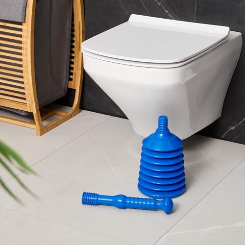 Relaxdays Pümpel mit Saugglocke, HD: 49x15,5 cm, Abflussstampfer Verstopfung, WC, Waschbecken & Dusche, Kunststoff, blau