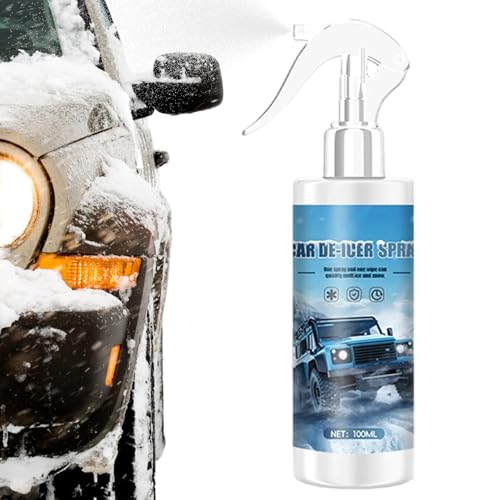 Sbrinatore per parabrezza auto - Detergente per vetri sbrinante da 100 ml | Spray antigelo ad azione rapida | Per pulire finestre, serrature, serrature, fari, guarnizioni delle porte