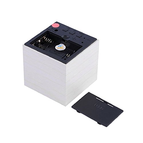 Despertador Digital LED, Cubo de Madeira Moderno