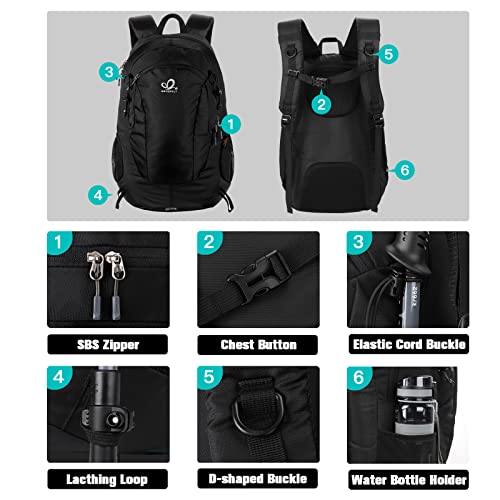 Waterfly 25L Hiking Backpack Daypack: Water Resistent Lightweight Rucksack with Rain Cover for Men Women Outdoor Camping Hiking Travel Daypack - Image 4