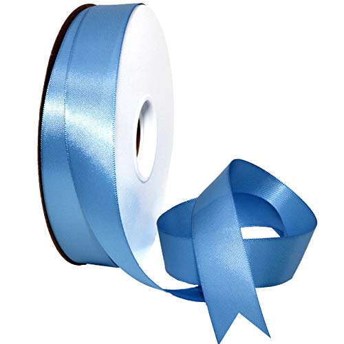 Image of Morex Ribbon 08822 /50-336 Double Face Satin Ribbon, 7 /8 inch x 50 Yd, Porcelain Blue