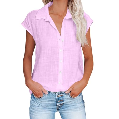 Ceboyel Women 2024 Causal Summer Tops Button Down Shirts Blouses Gauze Shirt Tunic Dressy Trendy Vacation Ladies Clothing Womans Tops Purple S