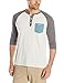 Levi's Men's Marble 3/4 Sleeve Baseball Henley, Silverfish/Caviar/Blue Coral, Large
